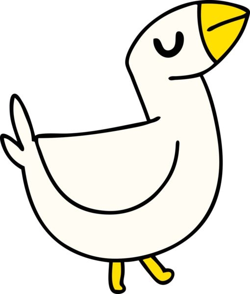 Bir insan tarafından çizilmiş bir çiftlik kuşu karikatürü.