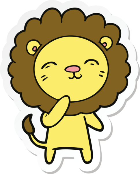 Bir insan tarafından çizilmiş karikatür aslanının çıkartması.