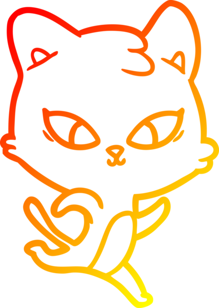 Bir insan tarafından çizilmiş sevimli bir çizgi film kedisinin sıcak çizgi çizgisi.