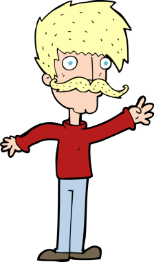 Bir insan tarafından çizilmiş bıyıklı adam.