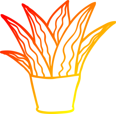 Bir insan tarafından çizilmiş karikatür ev bitkisinin sıcak çizgi çizimi