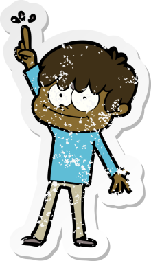 Bir insan tarafından çizilmiş mutlu bir çizgi film karakterinin sıkıntılı çıkartması.