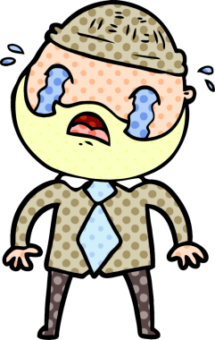 Çizgi film sakallı adam bir insan tarafından çizilmiş ağlıyor.