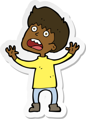 Bir insan tarafından çizilmiş stresli bir çizgi film çıkartması.