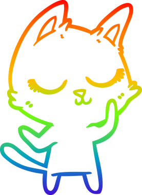 Gökkuşağı gradyan çizgisi bir insan tarafından çizilmiş sakin bir çizgi kedi çizimi