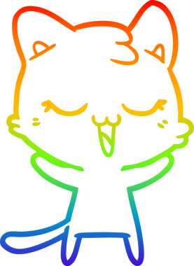 gökkuşağı gradyan çizimi mutlu çizgi film kedisi bir insan tarafından çizildi