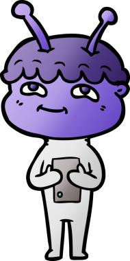 Bir insan tarafından çizilmiş dost canlısı çizgi film uzay adamı.