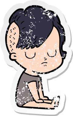 Bir insan tarafından çizilmiş karikatür bir kadının sıkıntılı çıkartması.