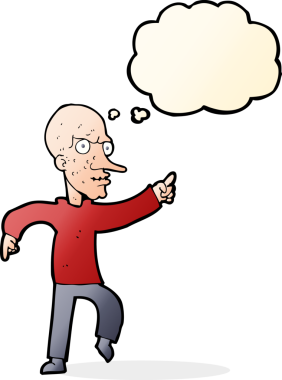 Bir insan tarafından çizilmiş düşünce baloncuğu olan kızgın yaşlı bir adam.