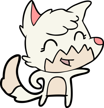 Bir insan tarafından çizilmiş mutlu çizgi film tilkisi.