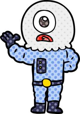 Çizgi film Tepegöz uzaylı uzay adamı bir insan tarafından çizildi.