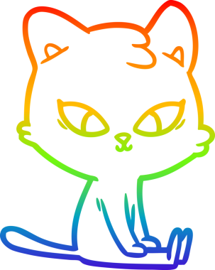 Gökkuşağı gradyan çizgisi bir insan tarafından çizilmiş şirin bir çizgi kedi çizimi