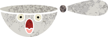 Bir insan tarafından çizilmiş bir ölçüm kaşığının retro çizim tarzı karikatürü