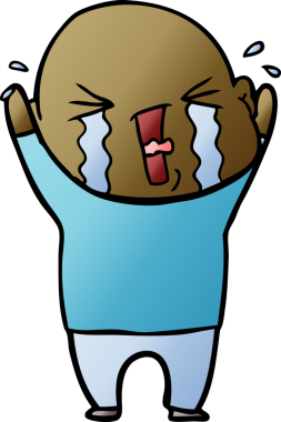 Bir insan tarafından çizilmiş ağlayan kel bir adam.