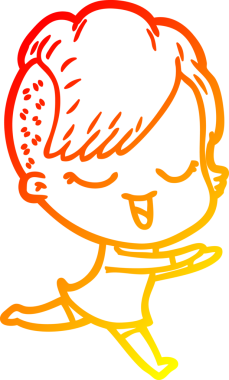 Bir insan tarafından çizilmiş mutlu bir çizgi film kızı çizimi