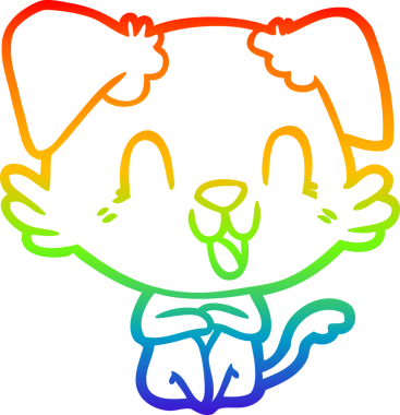 Gökkuşağı gradyan çizgisi bir insan tarafından çizilmiş gülen bir çizgi köpeğin çizimi