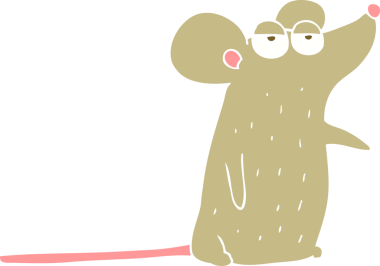 Bir insan tarafından çizilmiş bir farenin düz renk çizimi