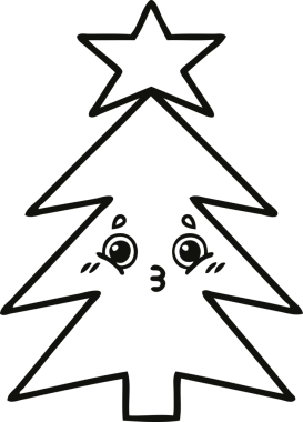 Bir insan tarafından çizilmiş bir noel ağacının çizgi çizimi
