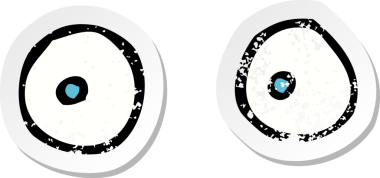 Bir insan tarafından çizilmiş karikatür gözünün gerilimli çıkartması.