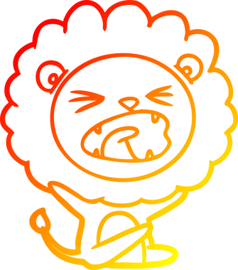 Karikatür aslanının insan tarafından çizilmiş sıcak çizgi çizimi.