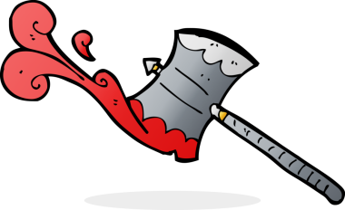 Bir insan tarafından çizilmiş çift taraflı balta.