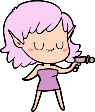 Bir insan tarafından çizilmiş mutlu elf kızı.