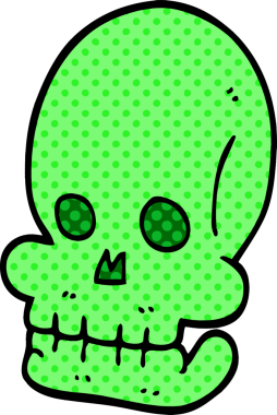 Bir insan tarafından çizilmiş garip bir kafatası.