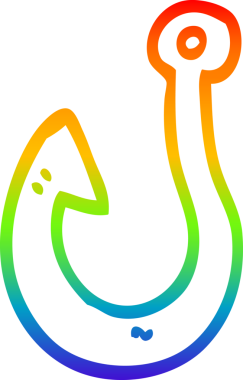 Bir insan tarafından çizilmiş karikatür balık kancasının çizimi.