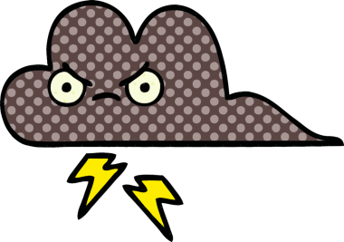 Bir insan tarafından çizilmiş bir fırtına bulutunun karikatürü.