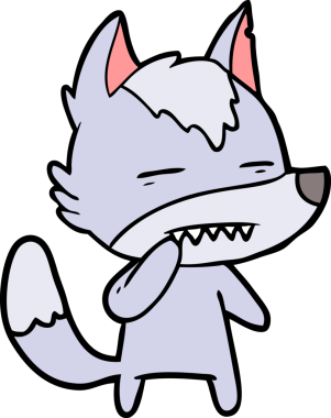 Bir insan tarafından çizilmiş dişleri olan kararsız bir kurt.