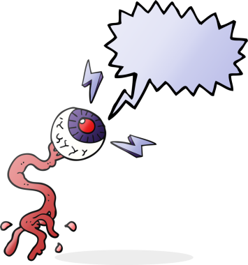 Bir insan tarafından çizilmiş el yazması konuşma balonu karikatürü brüt elektrikli göz.