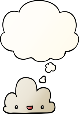 çizgi film küçük mutlu bulut düşünce baloncuğu pürüzsüz gradyan tarzı bir insan tarafından çizilmiş