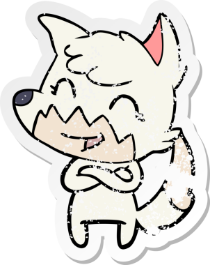 Bir insan tarafından çizilmiş mutlu bir tilkinin sıkıntılı çıkartması.