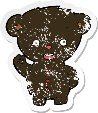 Bir insan tarafından çizilmiş siyah ayı yavrusu sallayan bir çizgi filmin gerilimli yapıştırması.