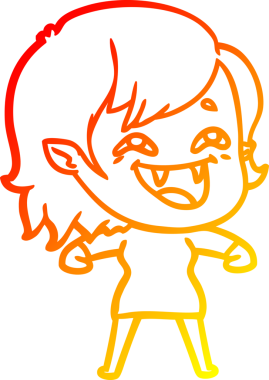 Bir insan tarafından çizilmiş gülen vampir kız çizgi filmi.