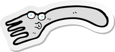 Bir insan tarafından çizilmiş bir karikatür çatalının çıkartması.