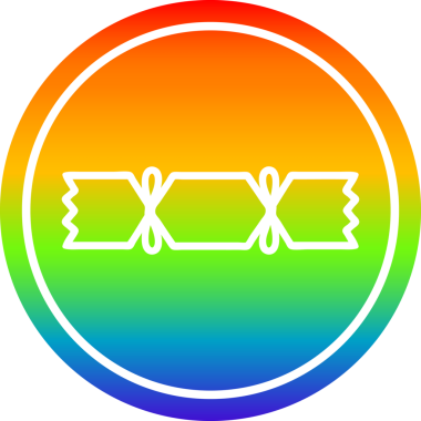 Yılbaşı krakeri gökkuşağı gradyan bir insan tarafından çizilmiş dairesel simge