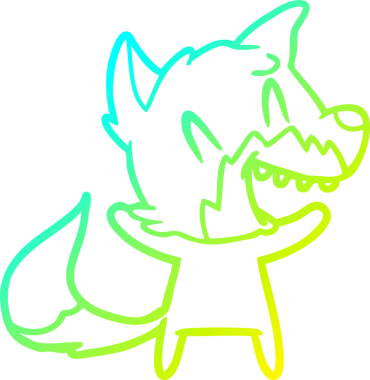 Bir insan tarafından çizilmiş gülen tilki çizgi filmi.