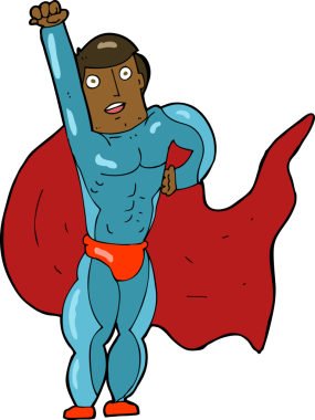 Bir insan tarafından çizilmiş süper kahraman çizgi filmi.