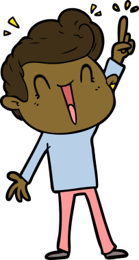 Bir insan tarafından çizilmiş heyecanlı bir çizgi film.