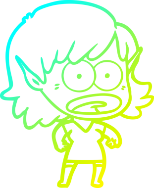 Bir çizgi film karakteri çizimi bir insan tarafından çizilmiş bir elf kızı şok etti.