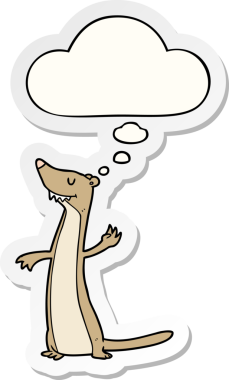 İnsan tarafından çizilmiş bir çıkartma olarak düşünce baloncuğu olan karikatür gelinciği.