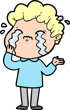 Bir insan tarafından çizilmiş ağlayan çizgi film adamı.