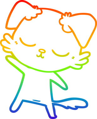 Gökkuşağı gradyan çizimi. Bir insan tarafından çizilmiş şirin bir köpek çizimi.