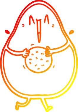 Bir insan tarafından çizilmiş mutlu bir avokado çizgi filminin çizimi.