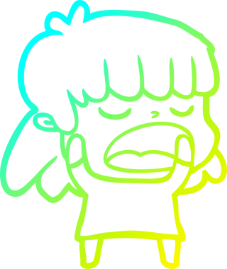 Bir insan tarafından yüksek sesle çizilmiş bir karikatür kadın çizimi.