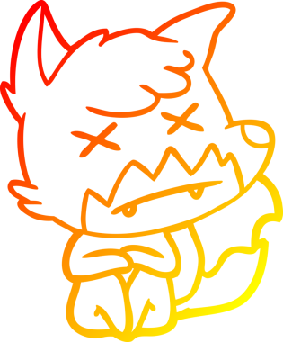 Bir insan tarafından çizilen ölü tilkinin sıcak çizgi çizimi