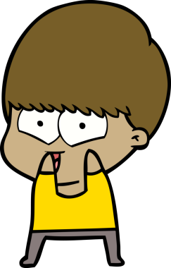 Bir insan tarafından çizilmiş mutlu çocuk çizgi filmi.