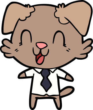 Bir insan tarafından çizilmiş gülen çizgi film köpek müdürü.