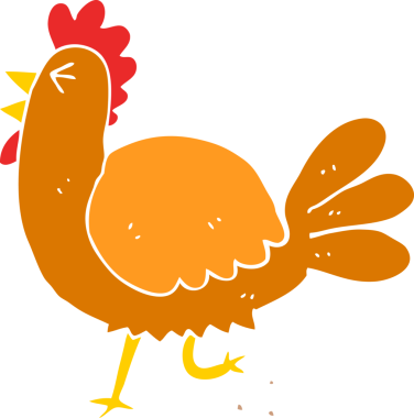 Bir insan tarafından çizilmiş düz renk çizgi film horozu